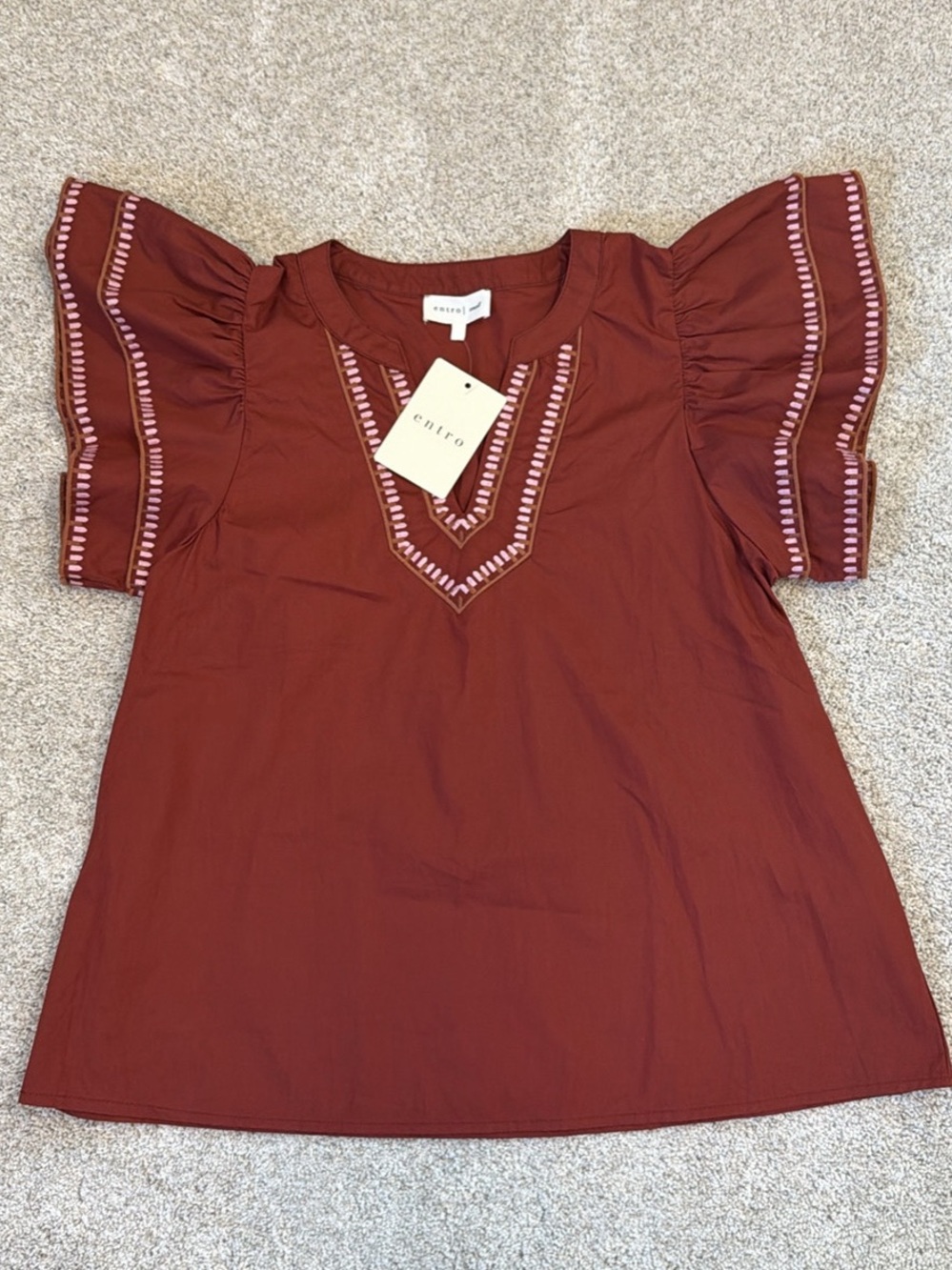 NWT Entro flutter sleeve blouse top size small